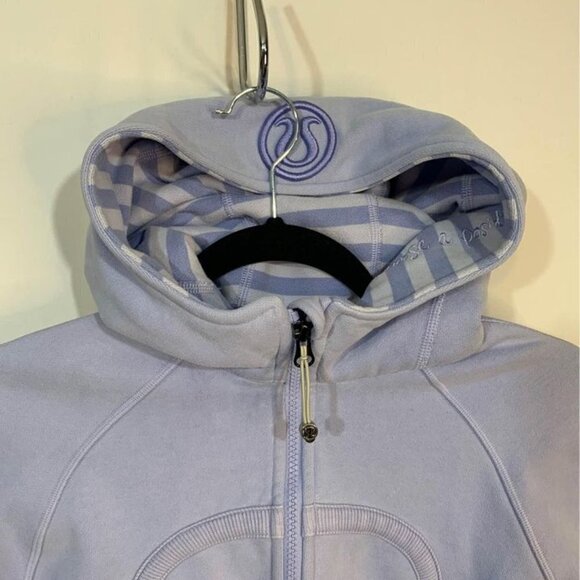 LULULEMON scuba hoodie. Size 8. Purple. Embroidered quote in hood. New condition - Picture 4 of 8